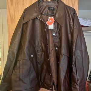 Cider Dark Brown Leather Coat